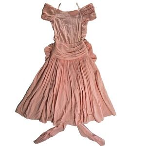 Vintage Barboglio Cristina Jan Dress Womens 80s Open Shoulder Long Size 4 Peach